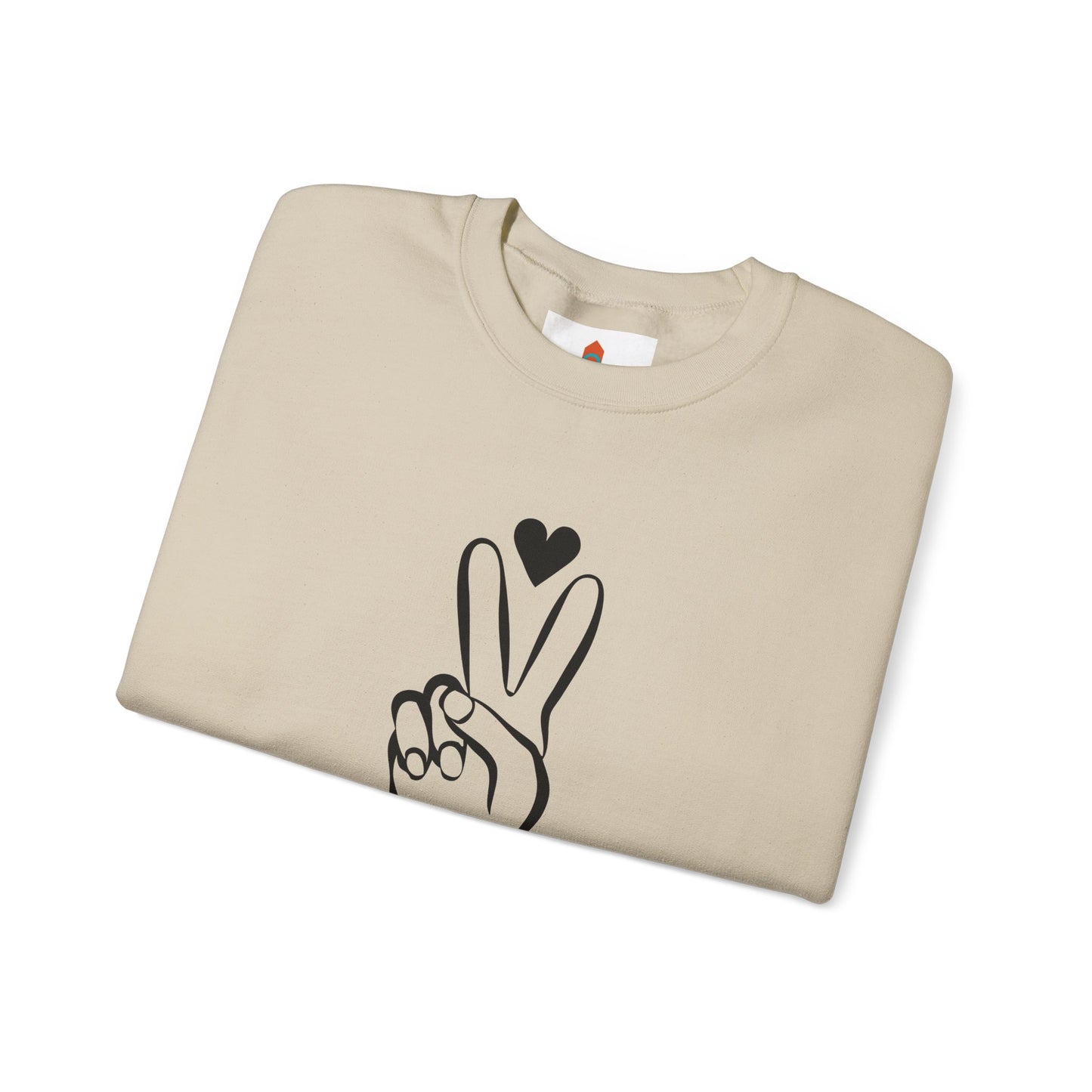 Peace Hand Sign with Heart Sweatshirt