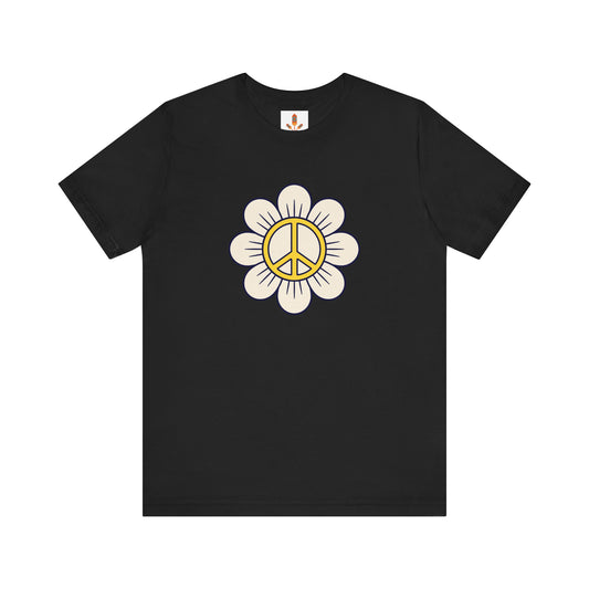 Yellow Peace Sign in a Flower T-shirt