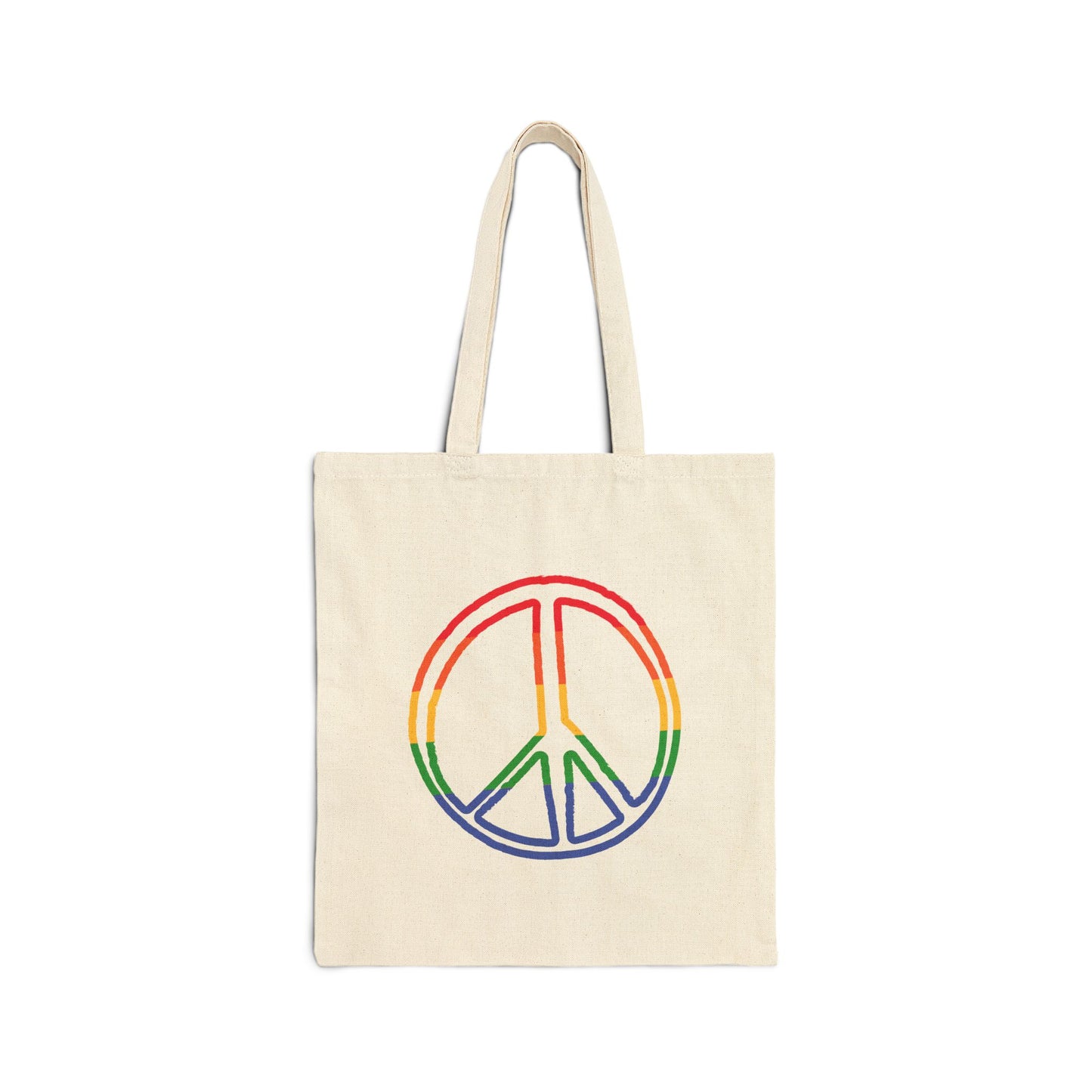 Drawing of Rainbow Peace Sign Cotton Tote Bag