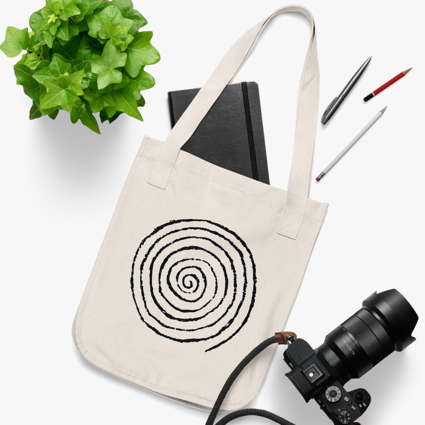 Spiral of Life Drawing Organic Canvas Tote Bag