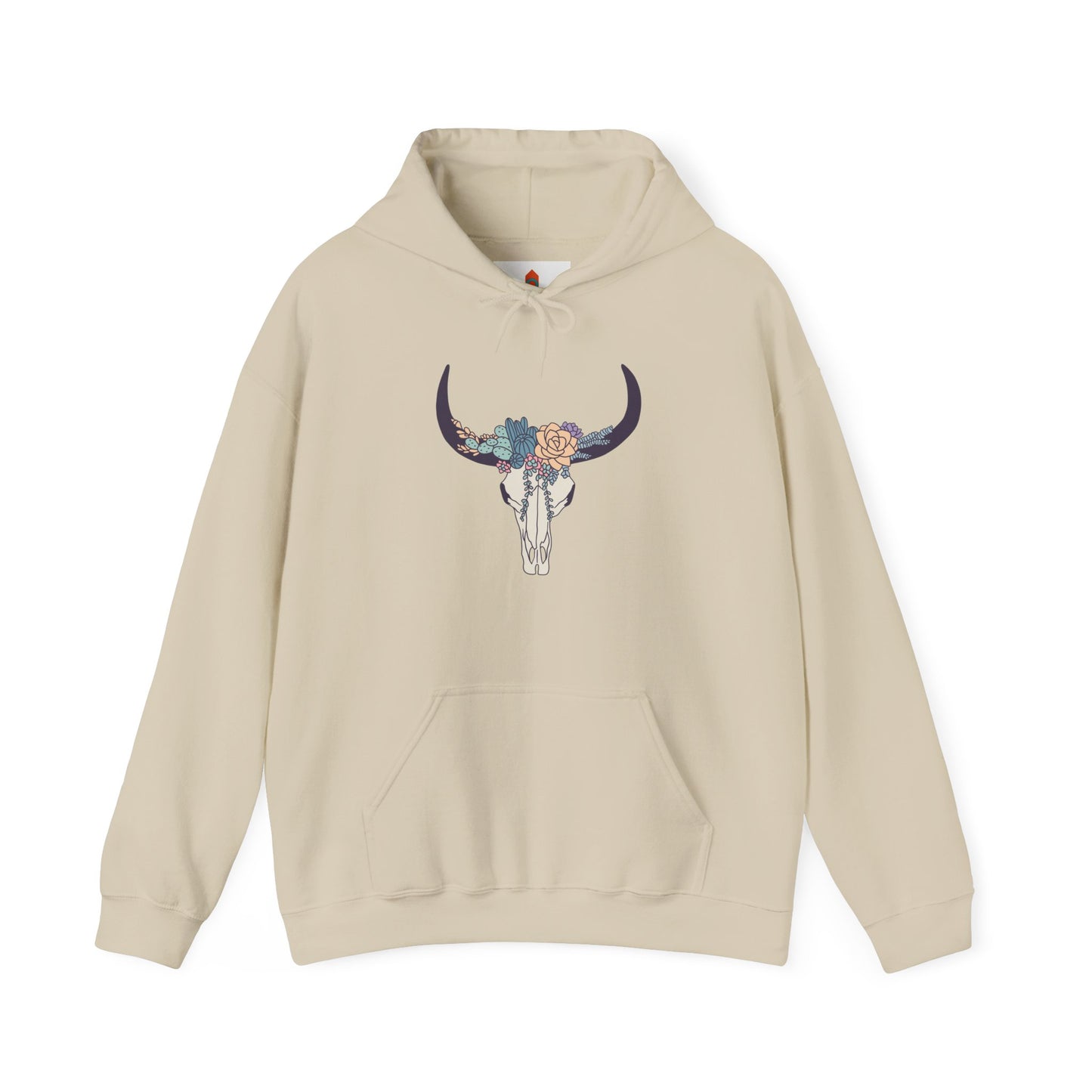 Buffalo Skull with Flowers Hoodie