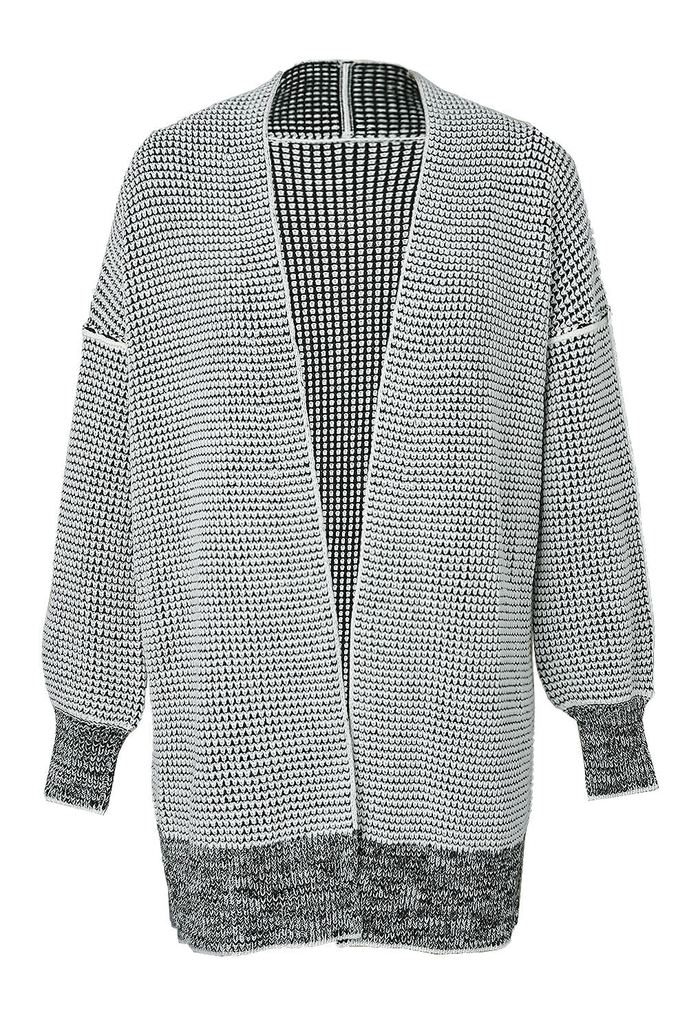 Gray Plaid Knitted Boho Cardigan