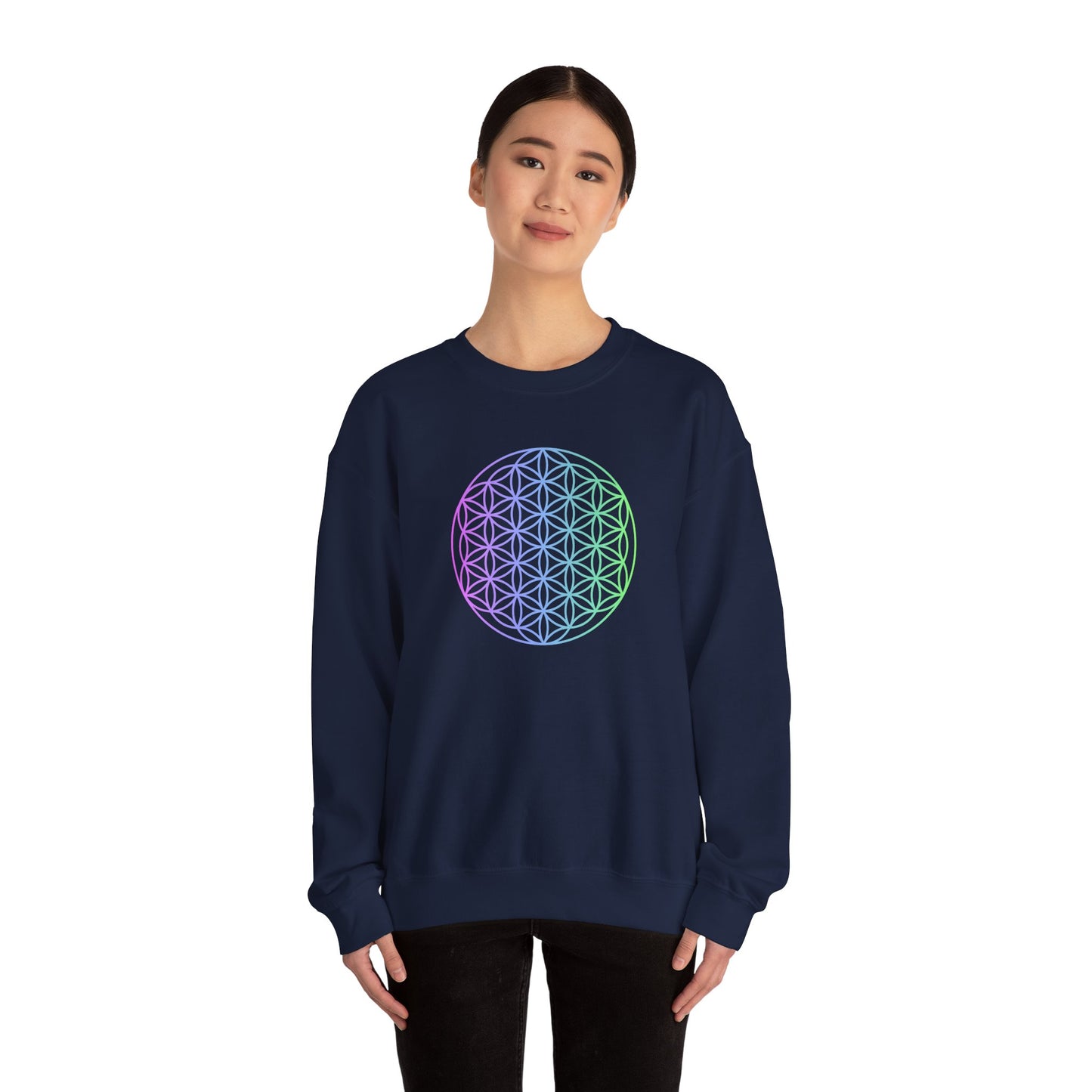 Blue and Green Flower of Life Sweatshirt