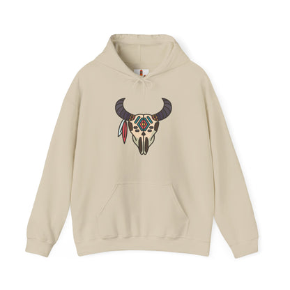 Buffalo Skull with Native Patterns Hoodie
