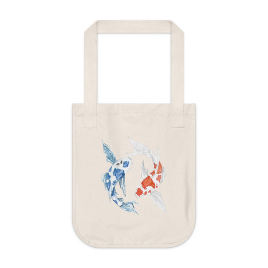 Colorful Yin and Yang Fish Organic Canvas Tote Bag