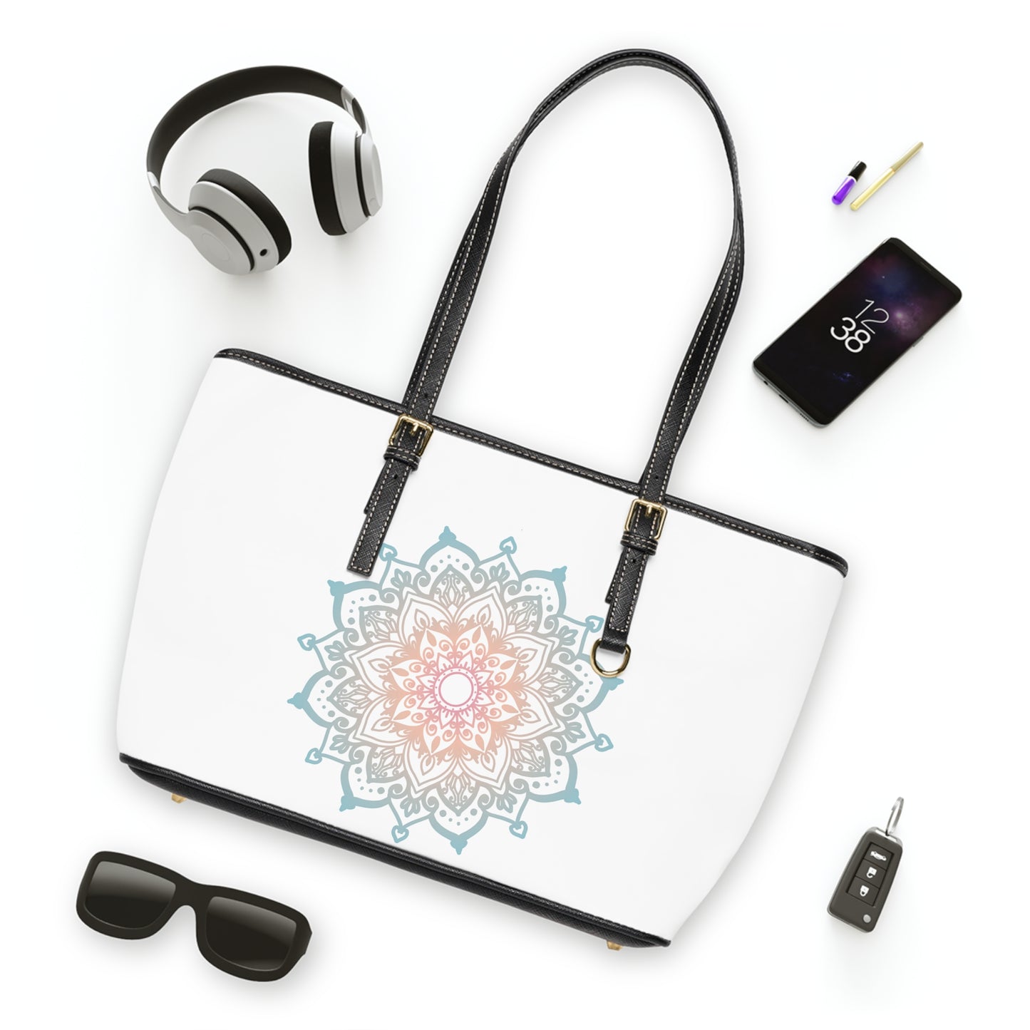 Flower Mandala Leather Shoulder Bag