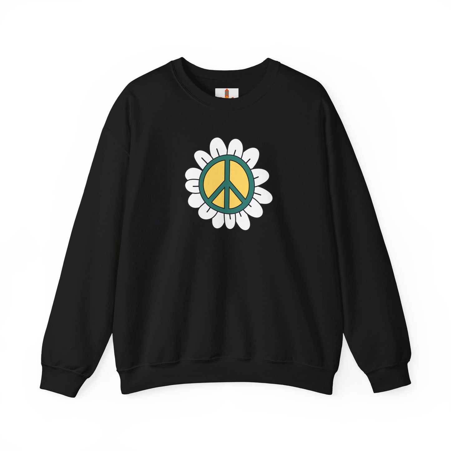 Peace Sign in White Flower Sweatshirt