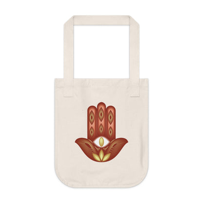 Colorful Hamsa Lotus Organic Canvas Tote Bag