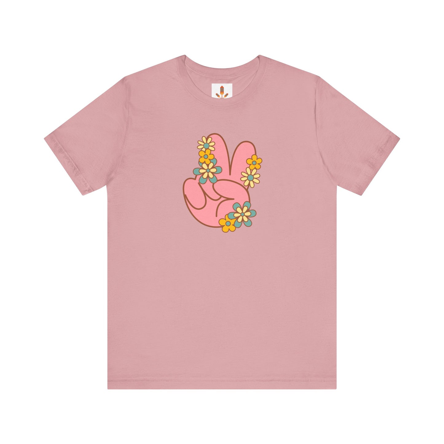 Peace Hand Sign with Flowers T-shirt