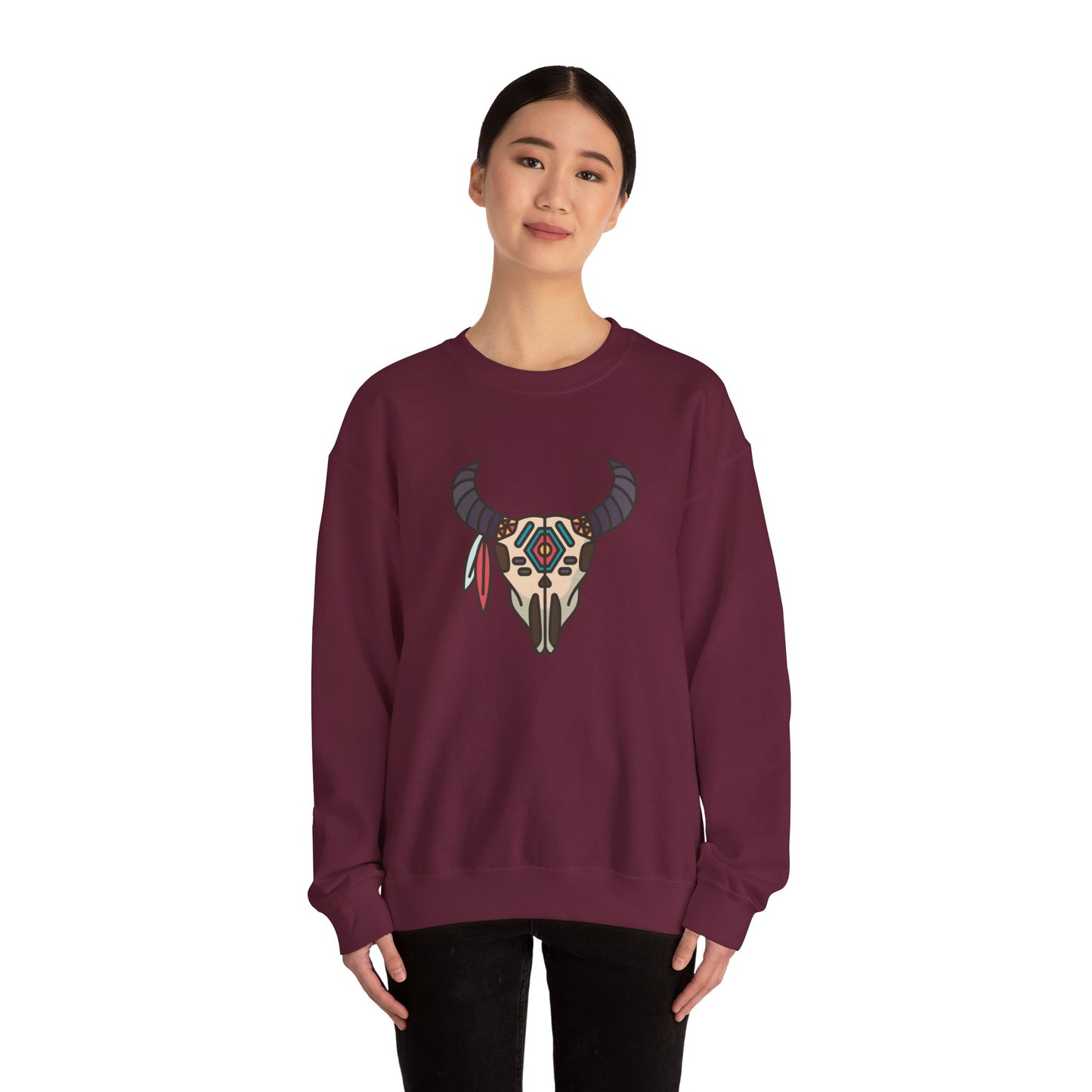 Buffalo Skull with Native Patterns Sweatshirt