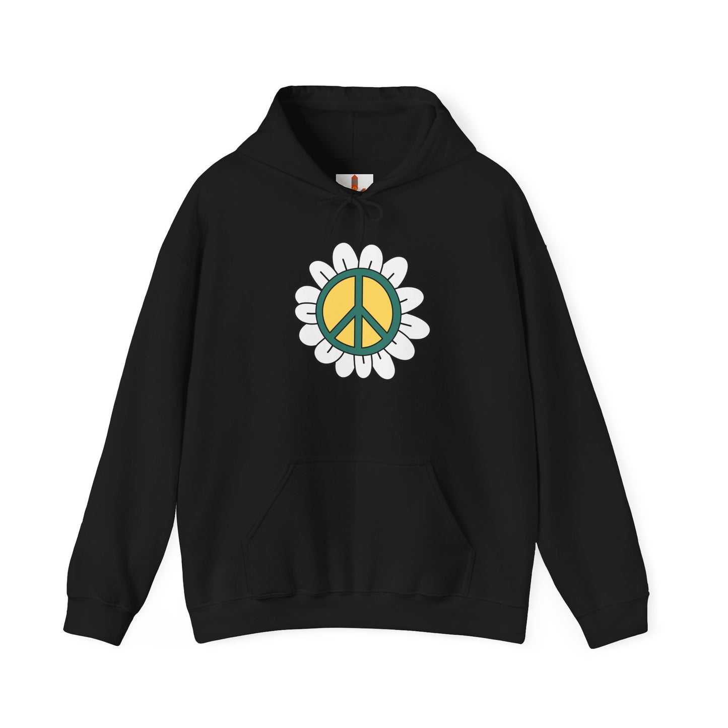 Peace Sign in White Flower Hoodie