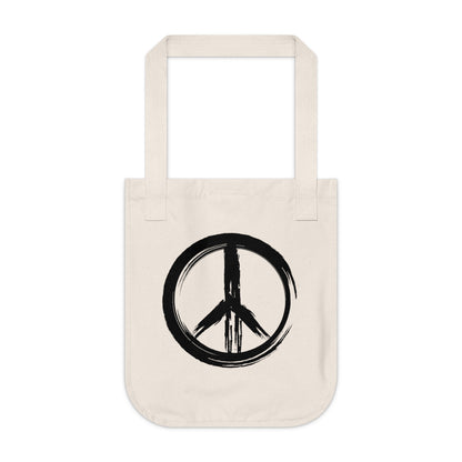 Brush Strokes Peace Sign Organic Canvas Tote Bag