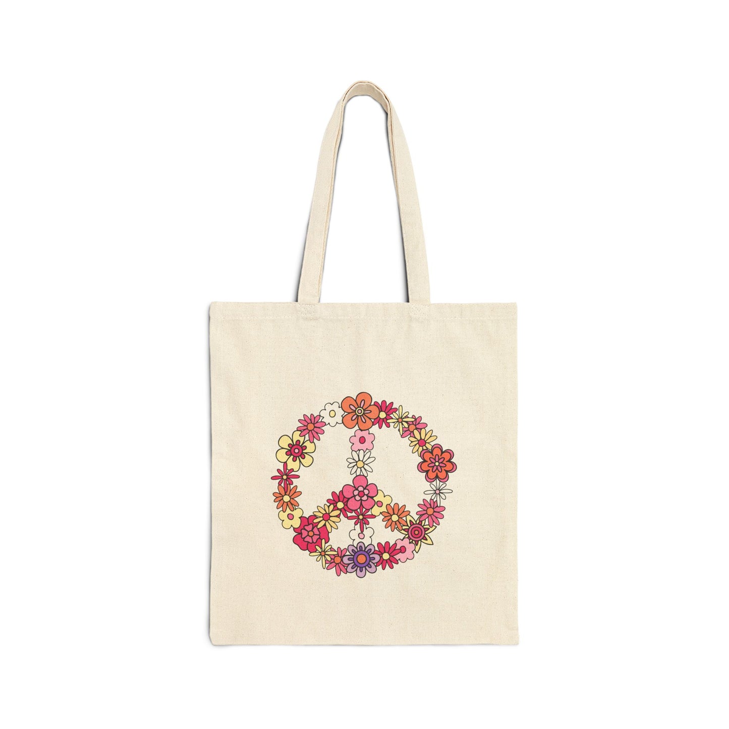 Peace Sign made from Flowers Cotton Tote Bag