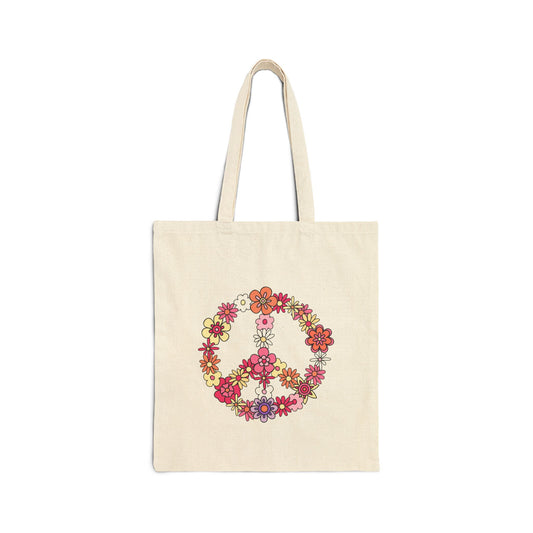 Peace Sign made from Flowers Cotton Tote Bag