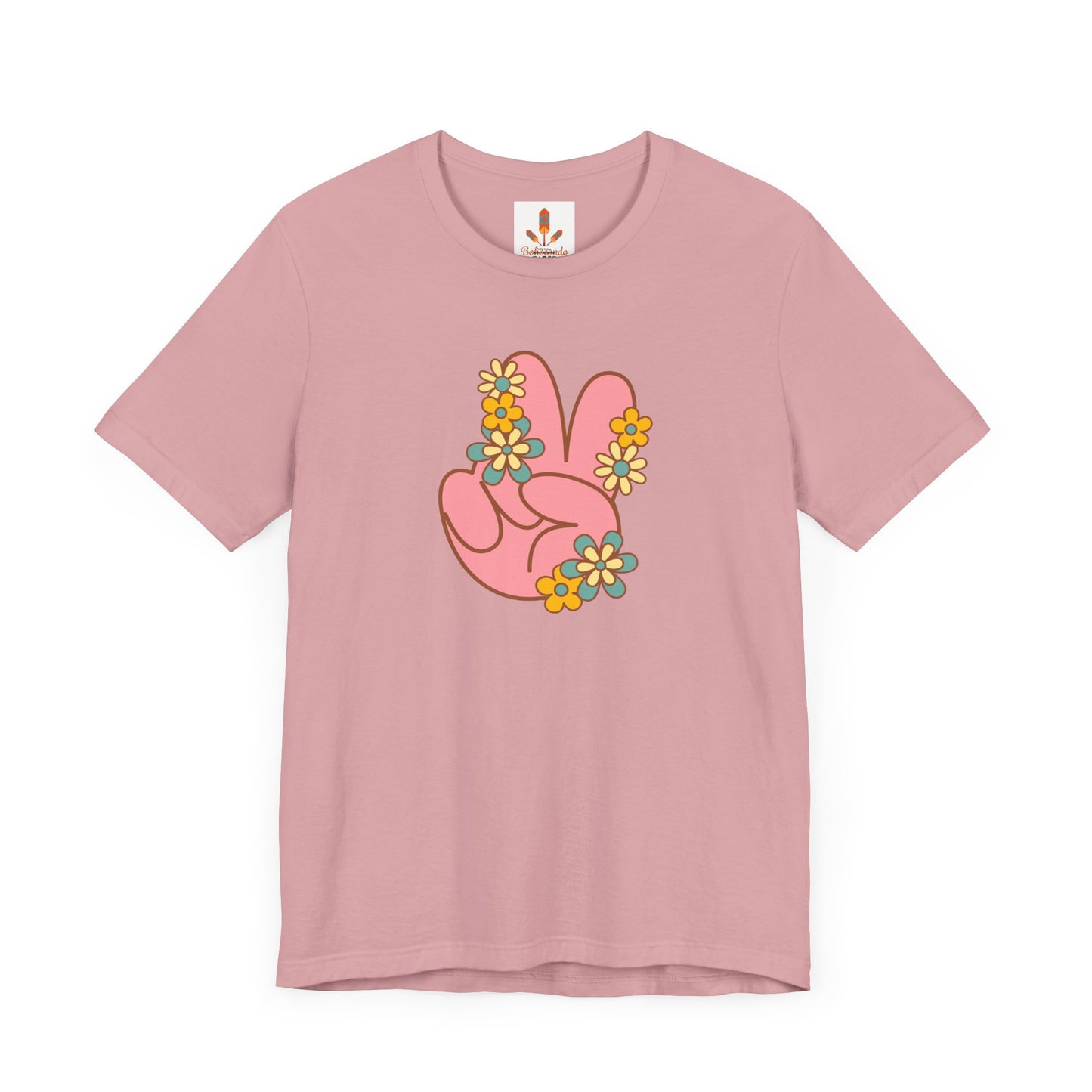 Peace Hand Sign with Flowers T-shirt