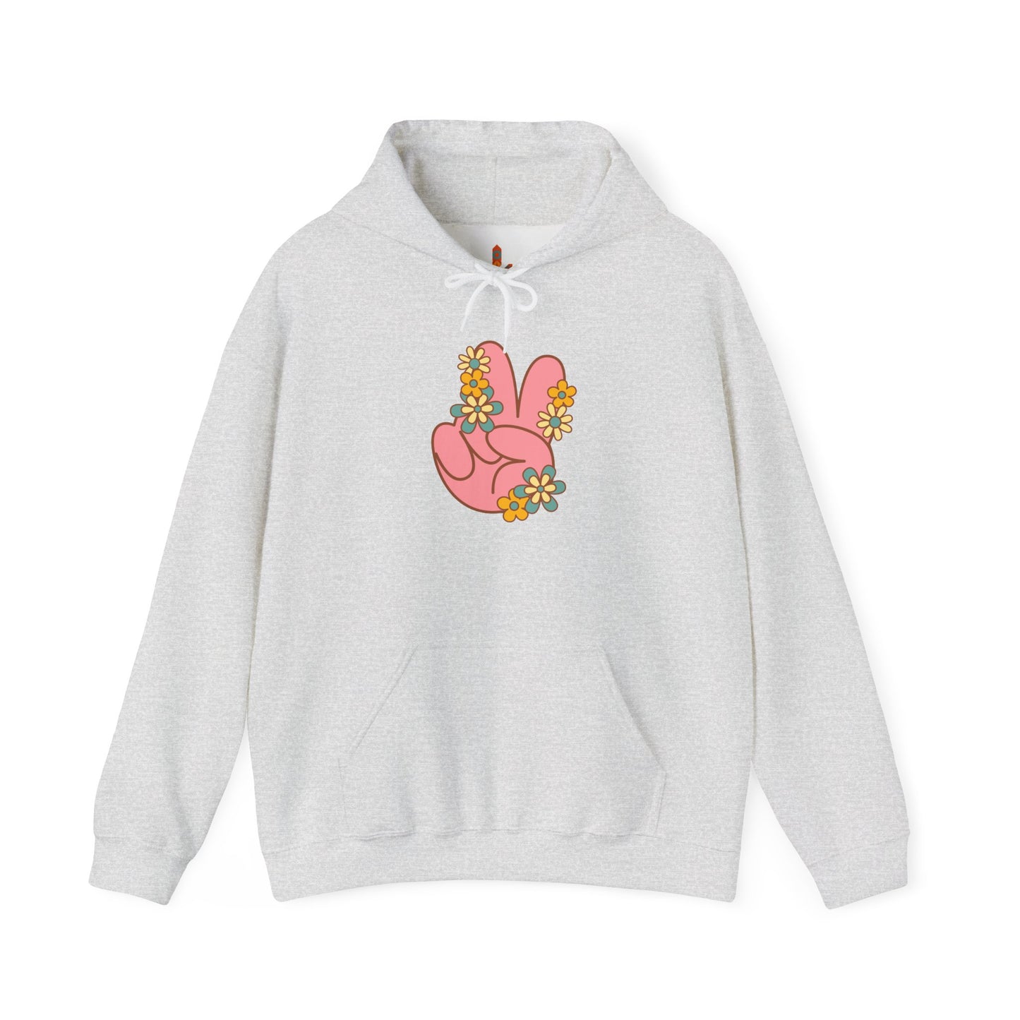 Peace Hand Sign with Flowers Hoodie