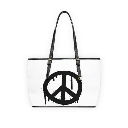 Peace Sign Graffiti Leather Shoulder Bag