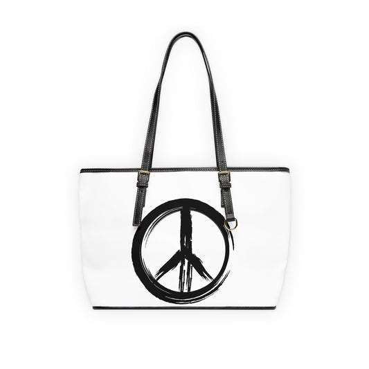 Brush Strokes Peace Sign Leather Shoulder Bag