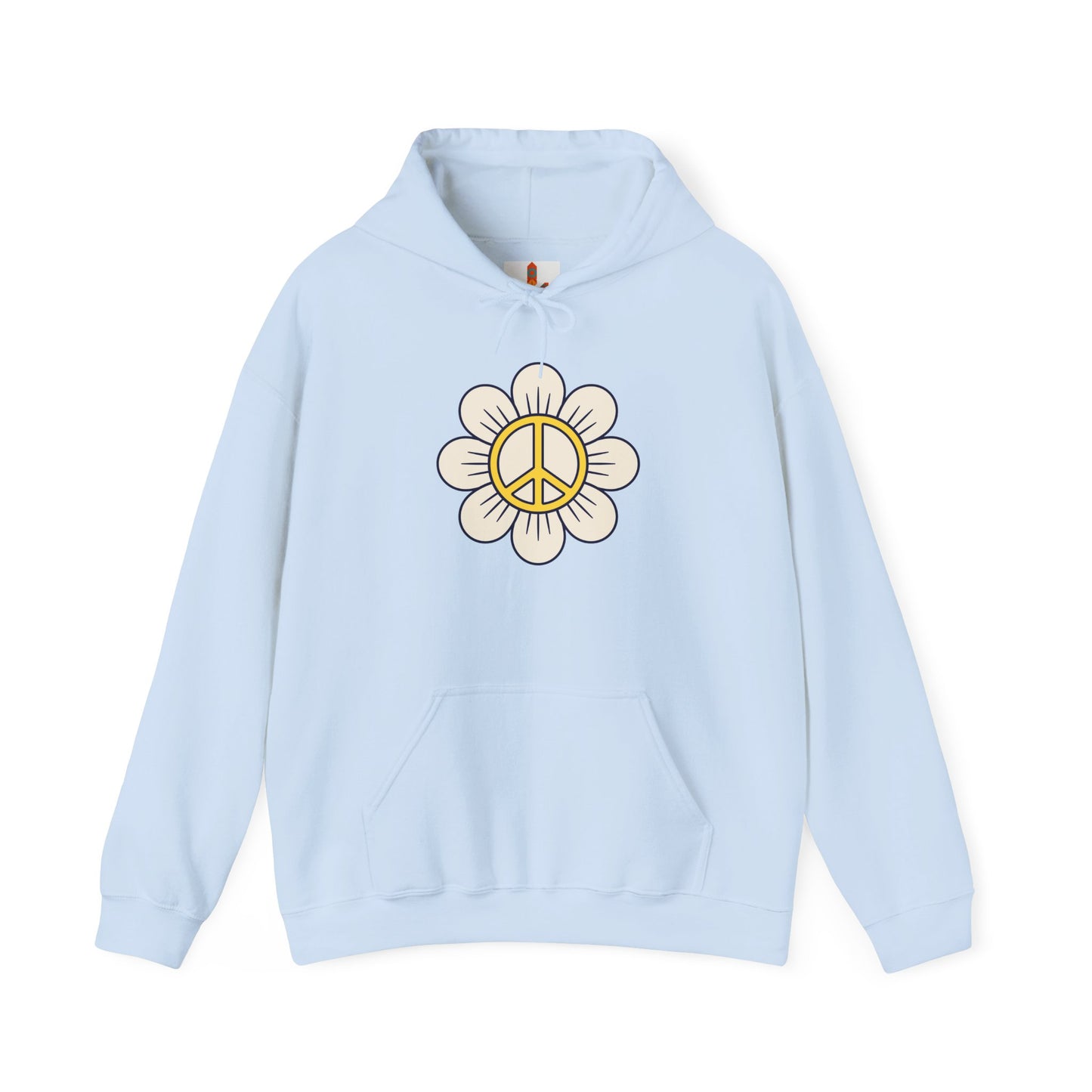 Yellow Peace Sign in a Flower Hoodie
