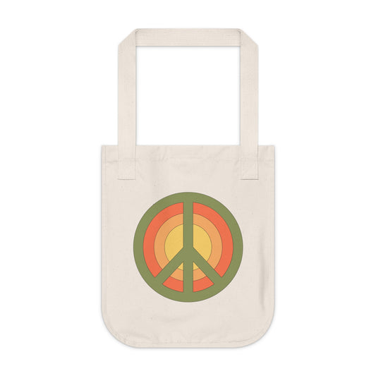 Retro Peace Sign Design Organic Canvas Tote Bag