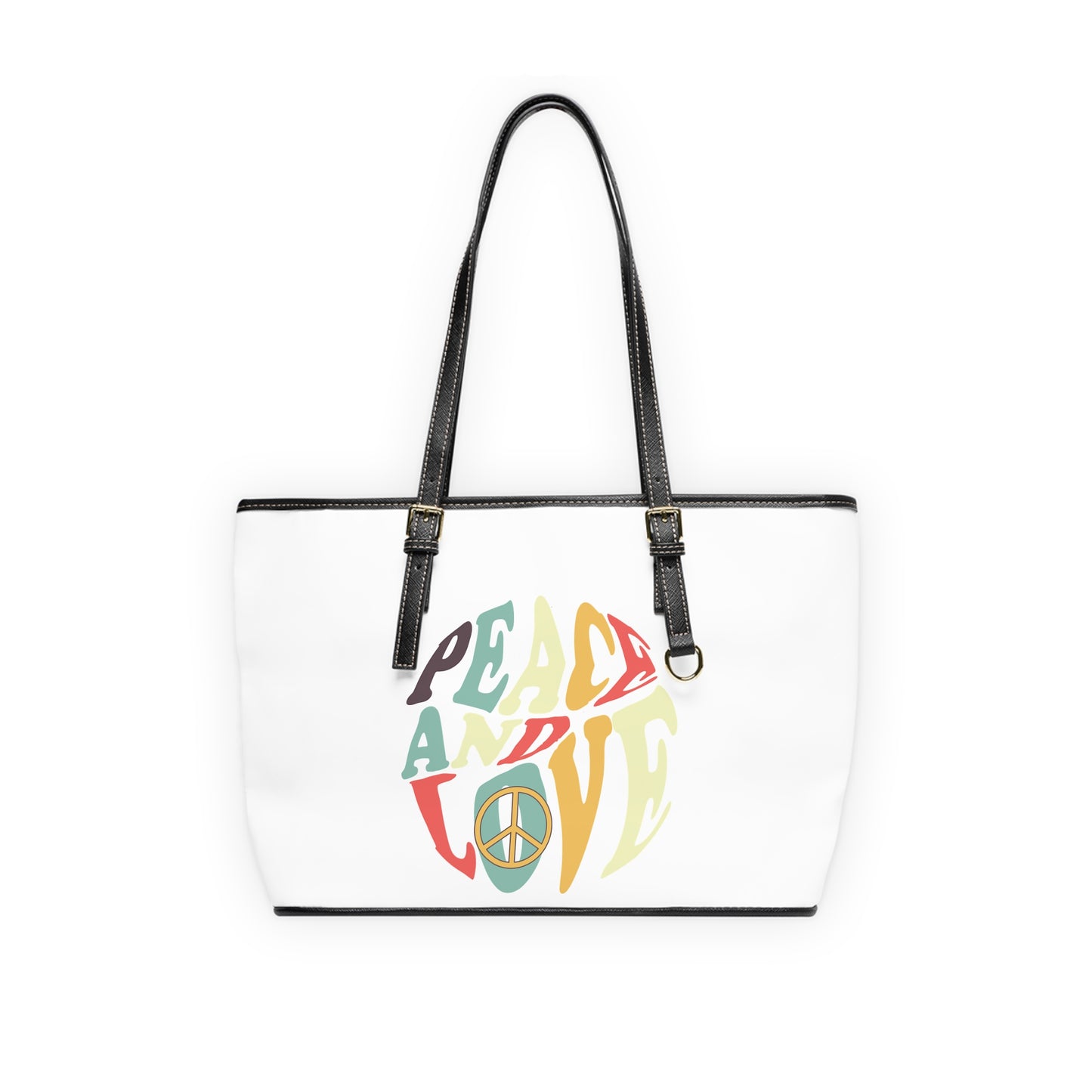 Peace and Love Design Leather Shoulder Bag