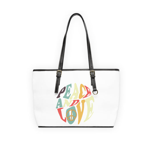 Peace and Love Design Leather Shoulder Bag