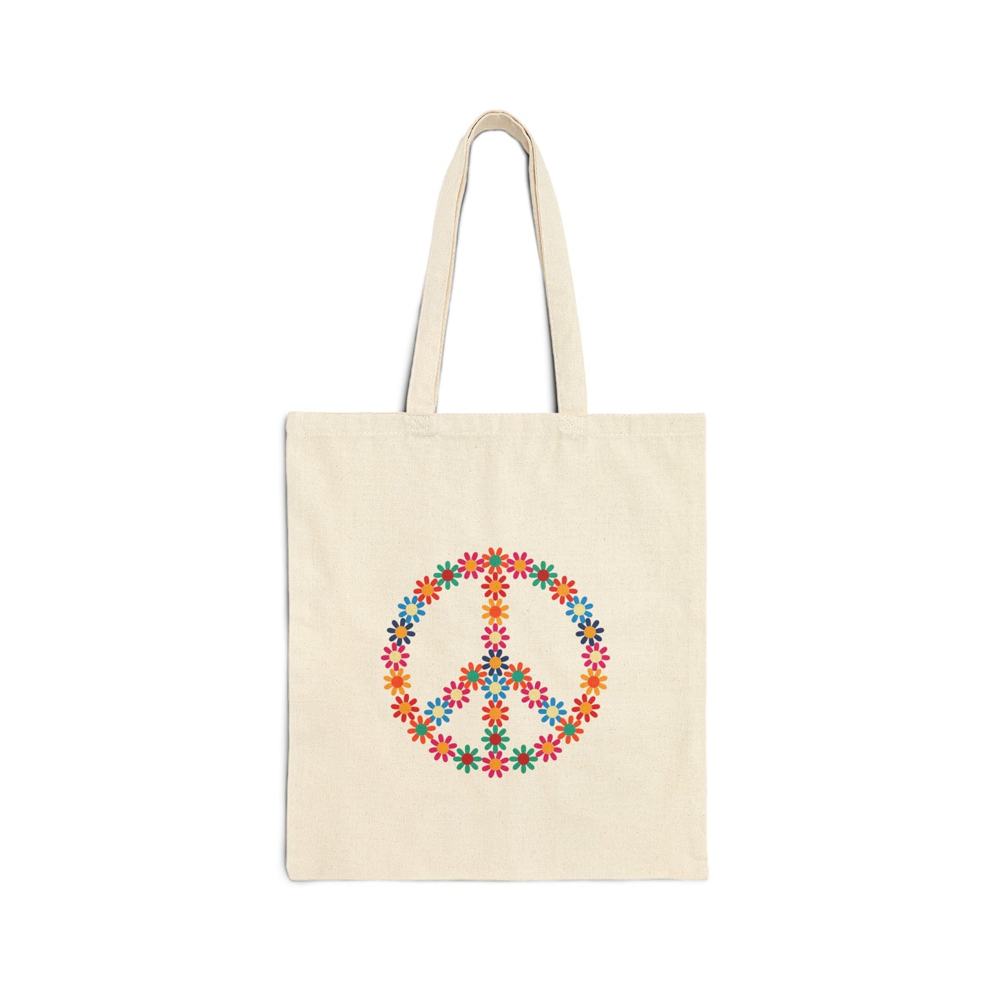 Peace Sign made of Flowers Cotton Tote Bag