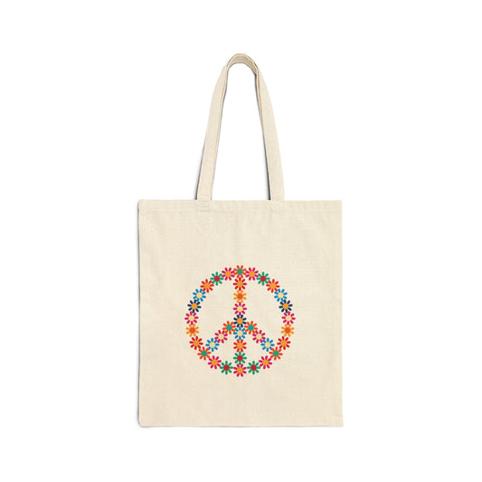 Peace Sign made of Flowers Cotton Tote Bag