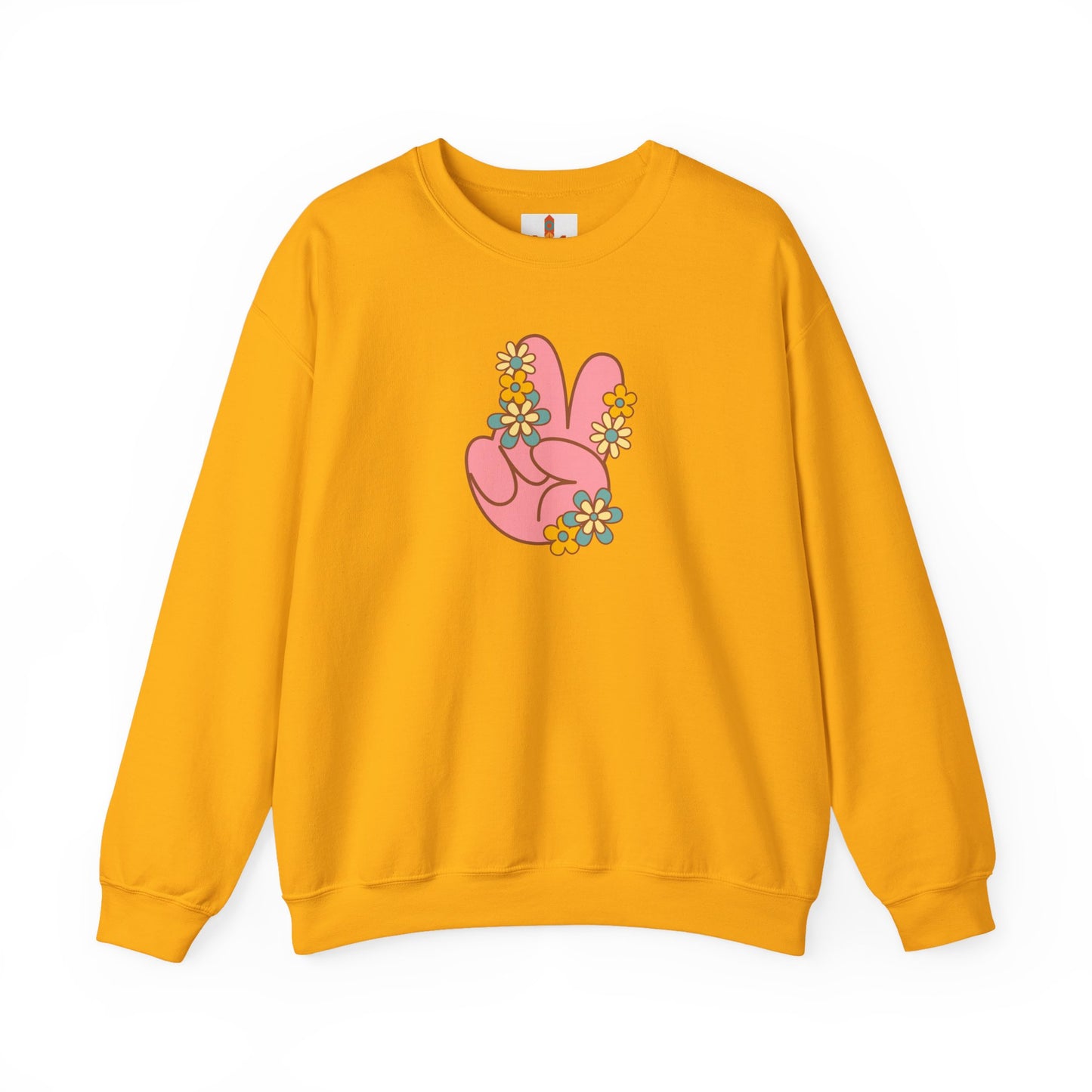 Peace Hand Sign with Flowers Sweatshirt
