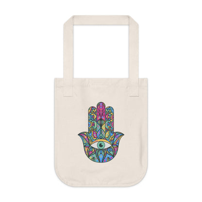 Colorful Hamsa Hand Organic Canvas Tote Bag