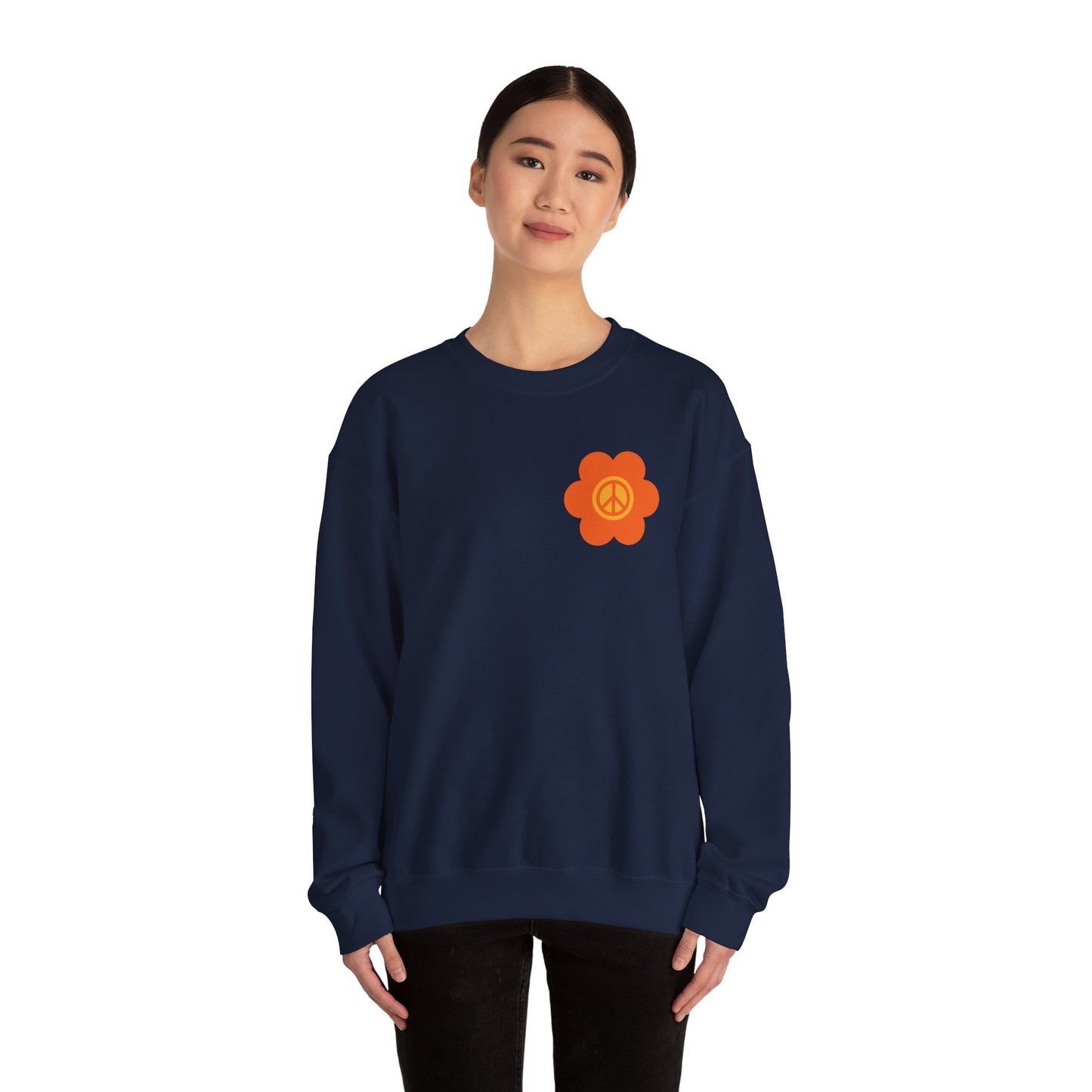 Peace Sign in Orange Flower Sweatshirt