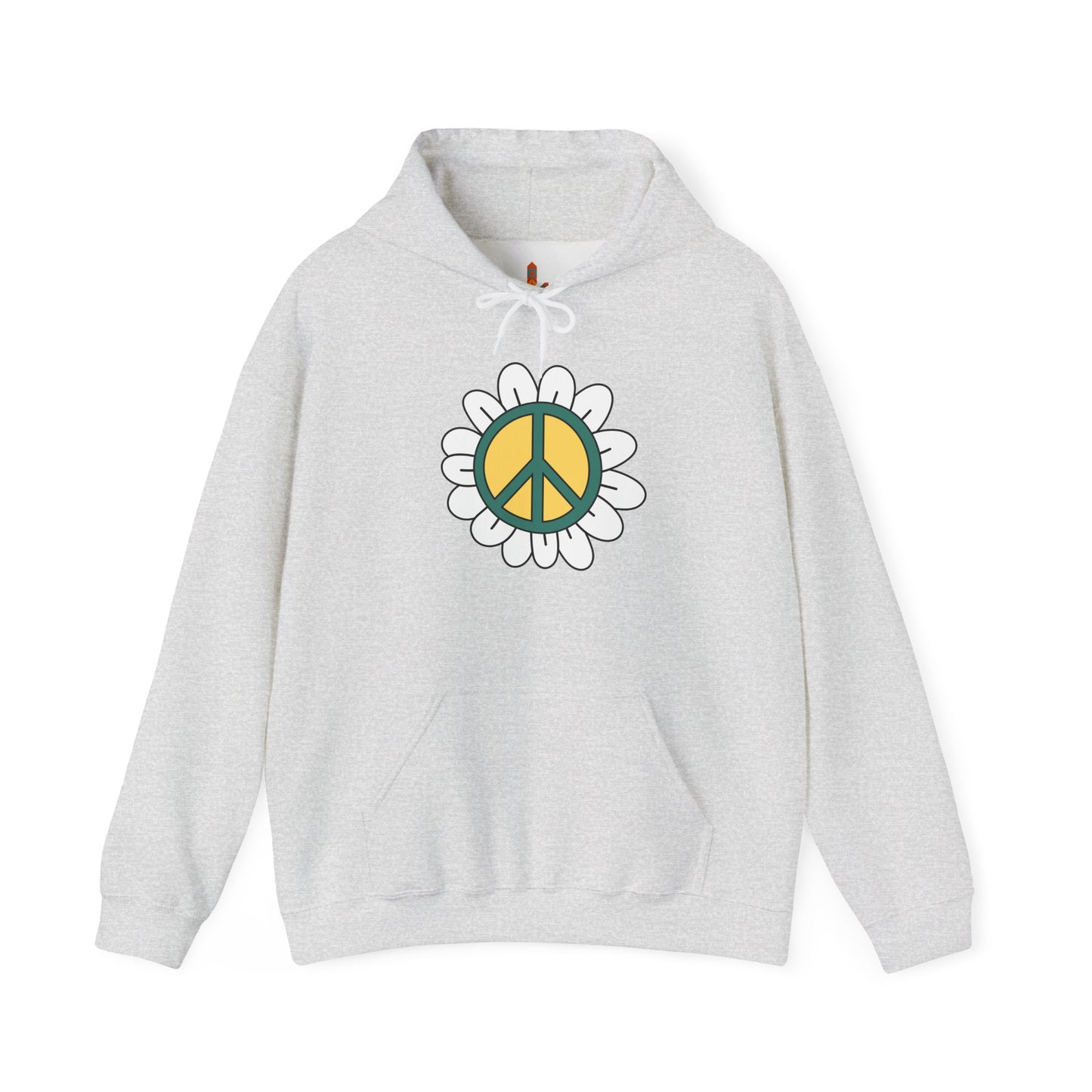 Peace Sign in White Flower Hoodie