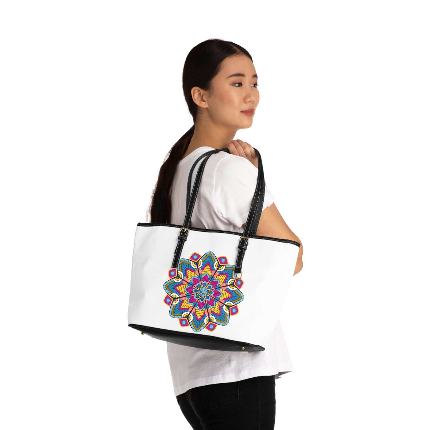 Colorful Mandala Leather Shoulder Bag