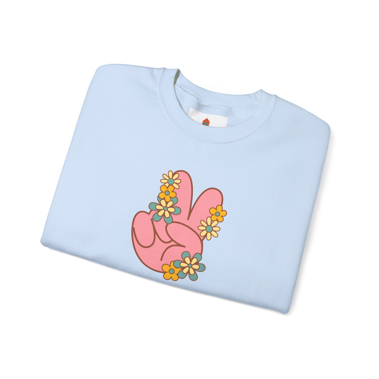 Peace Hand Sign with Flowers Sweatshirt