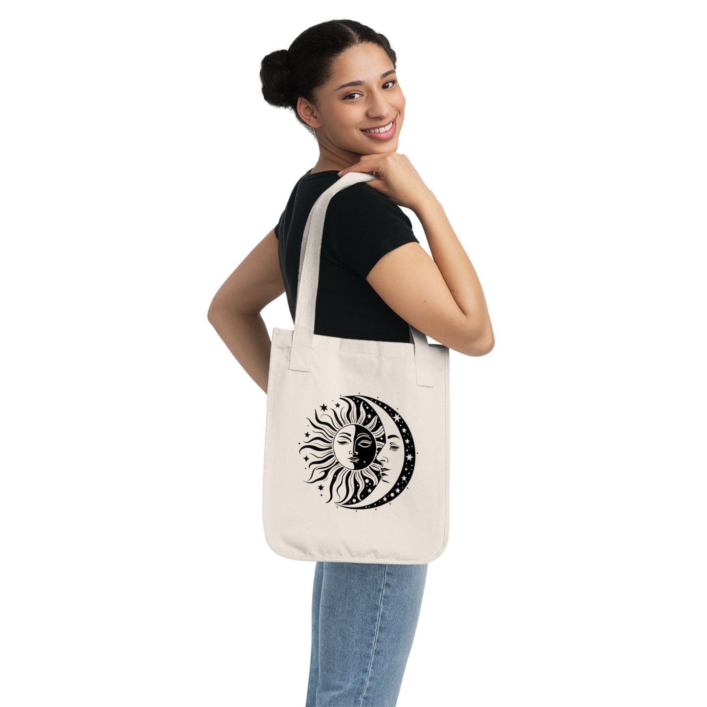 Moon and Sun Art Organic Canvas Tote Bag