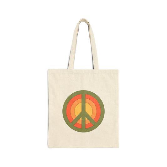 Retro Peace Sign Design Cotton Tote Bag