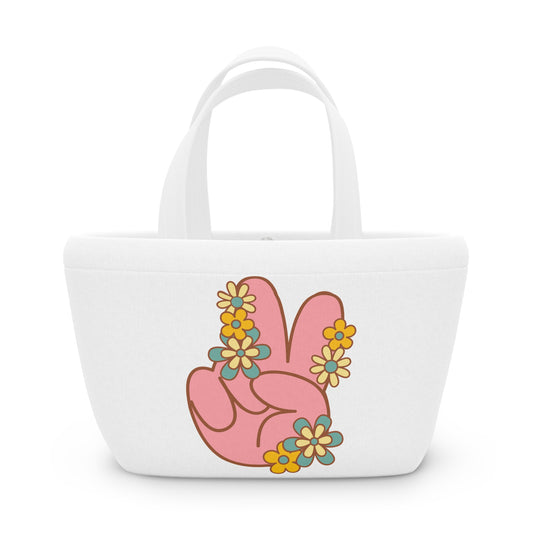 Peace Hand Sign with Flowers Bag