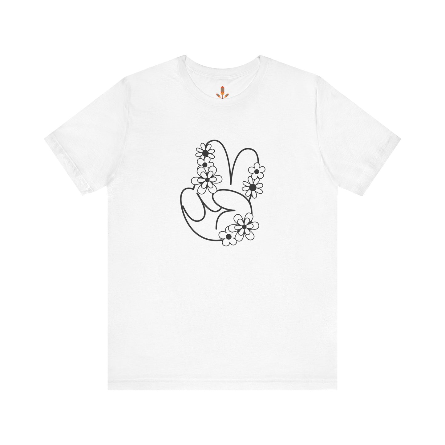 Black Peace Hand Sign with Flowers T-shirt