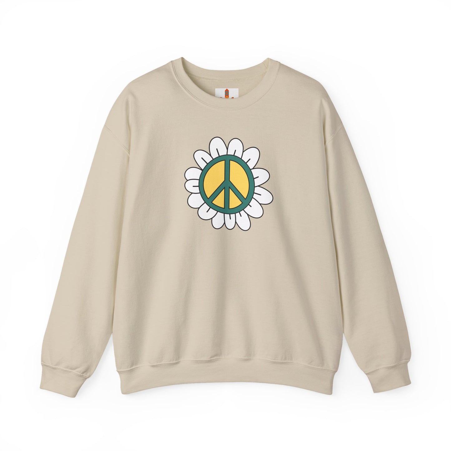 Peace Sign in White Flower Sweatshirt