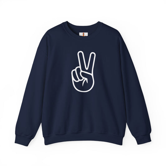 White Simple Peace Hand Sign Sweatshirt