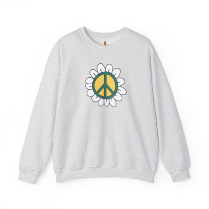 Peace Sign in White Flower Sweatshirt
