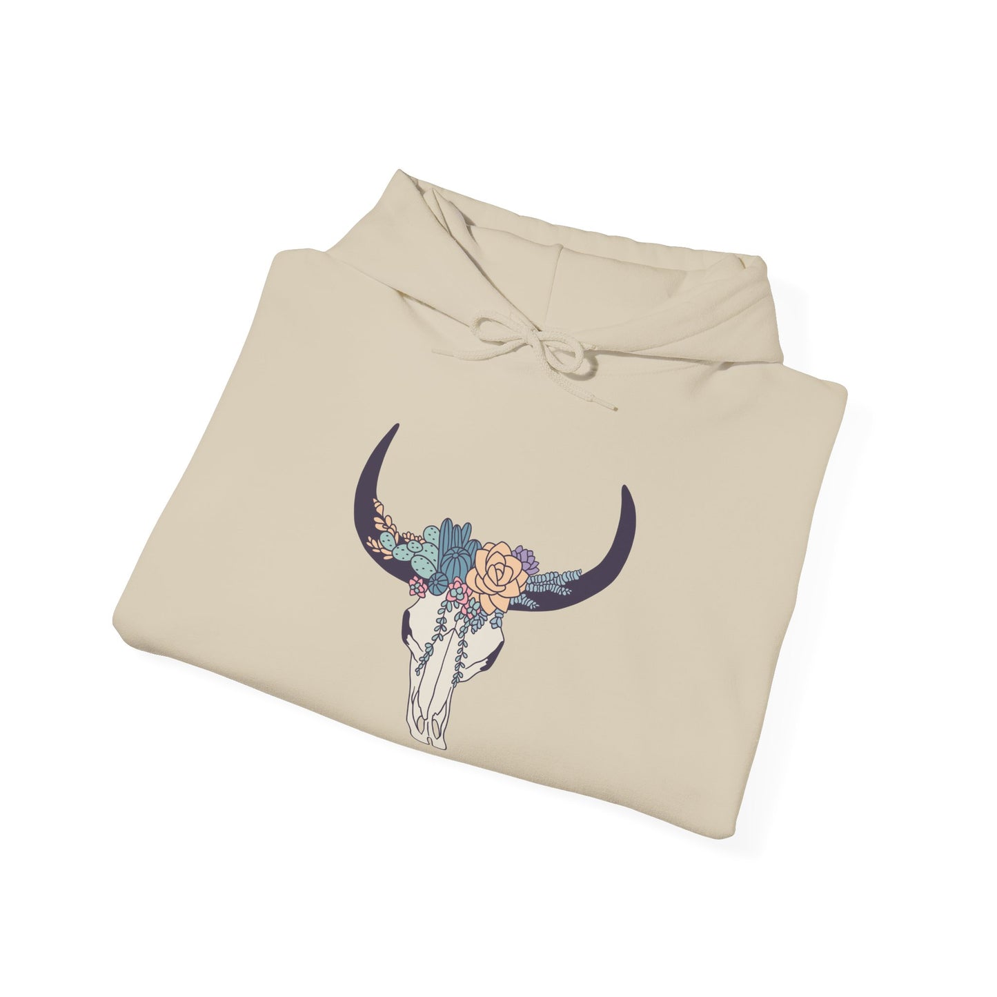 Buffalo Skull with Flowers Hoodie