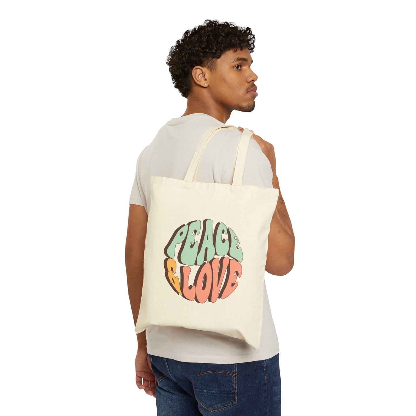 Peace and Love Cotton Tote Bag