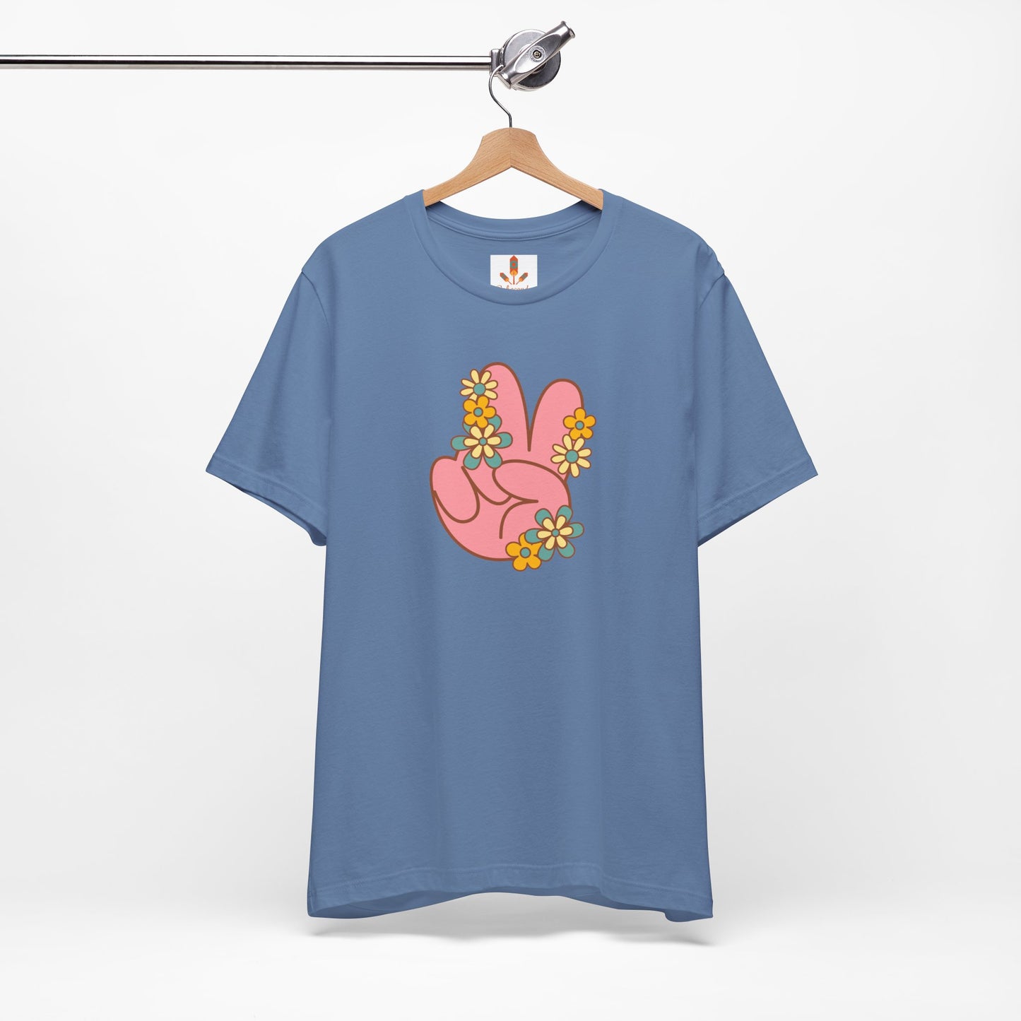 Peace Hand Sign with Flowers T-shirt