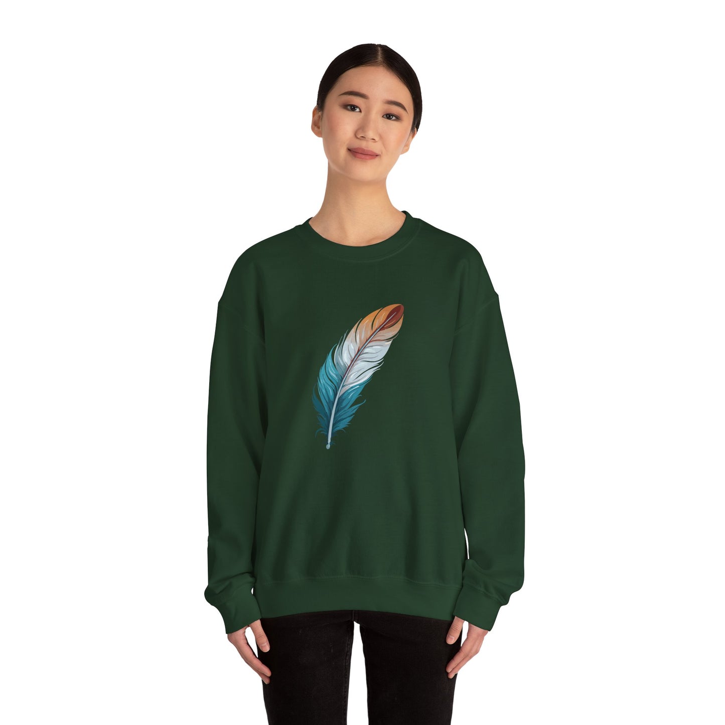 Blue and White Feather Sweatshirt