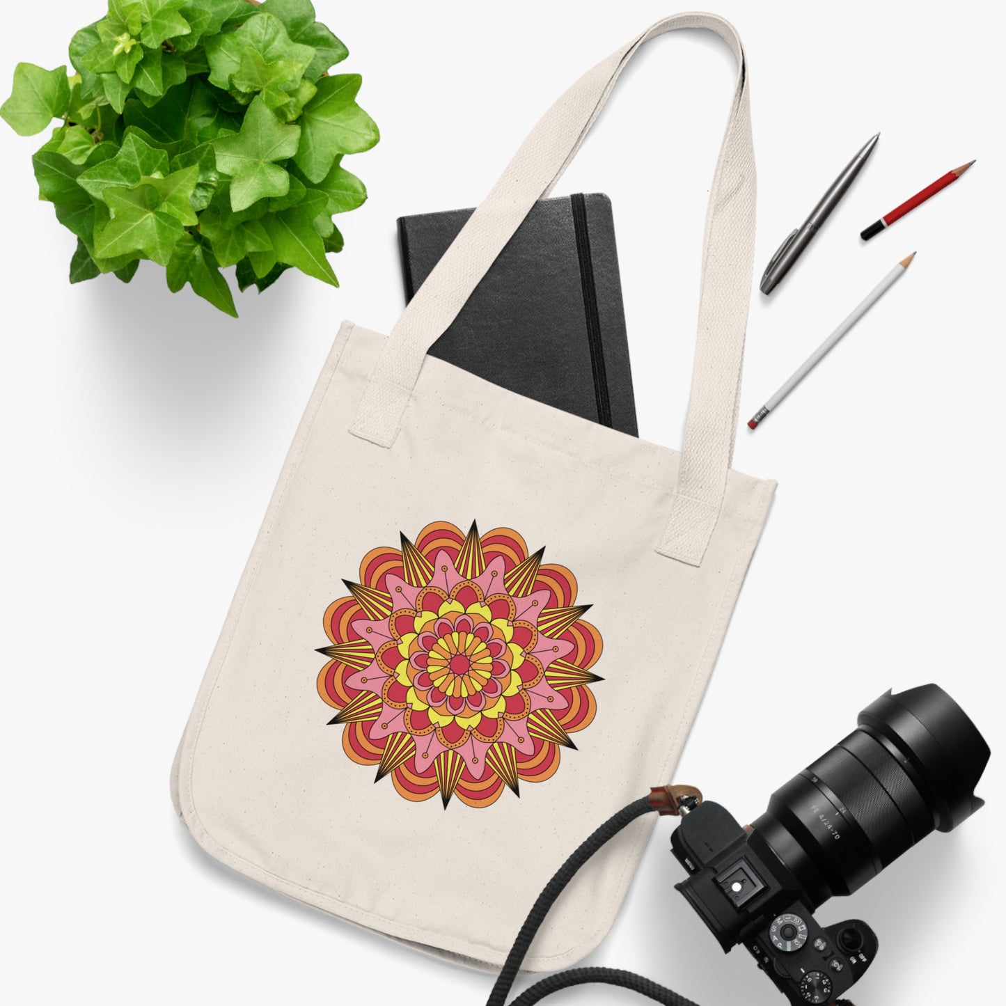 Geometric Mandala Organic Canvas Tote Bag