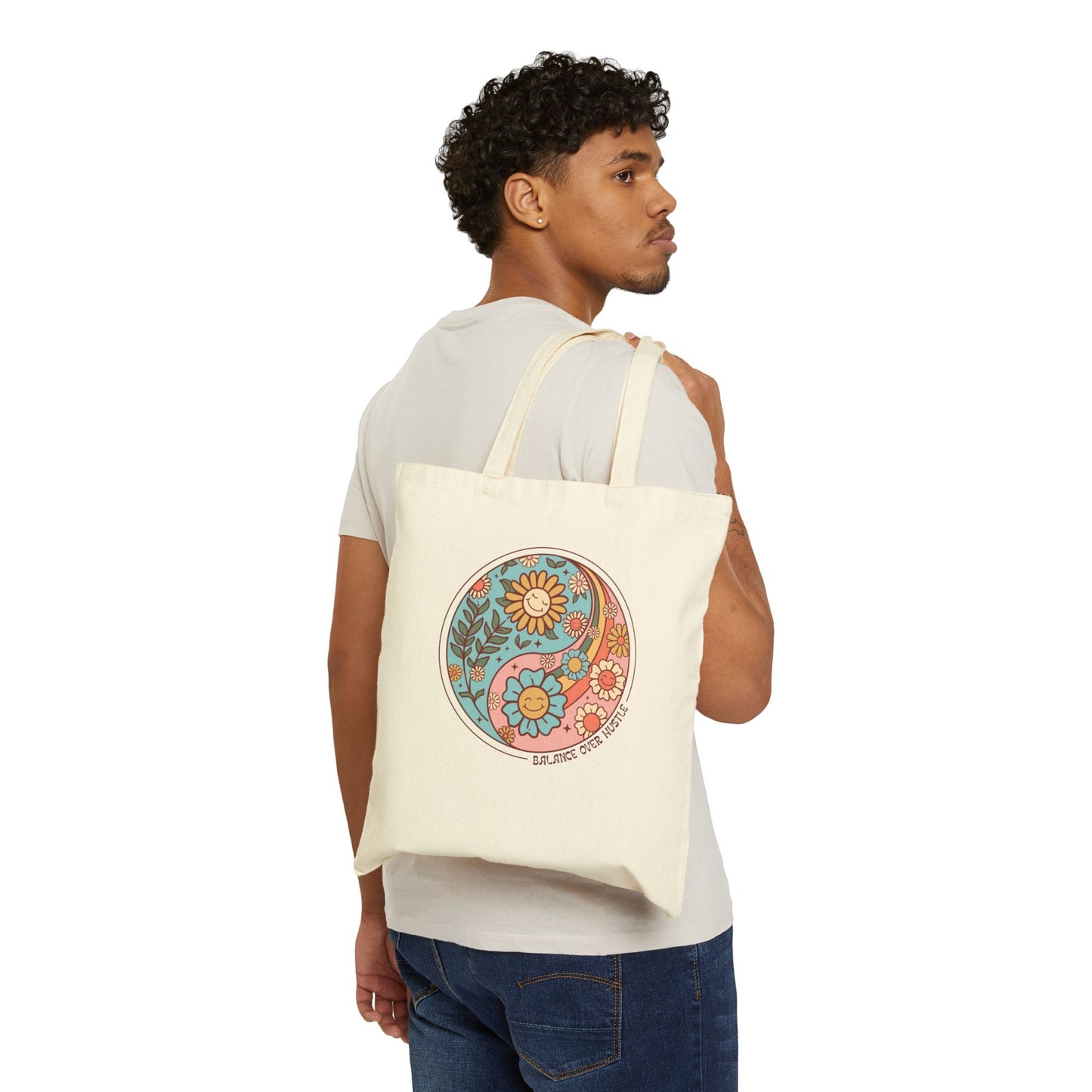 Boho Yin Yang Cotton Tote Bag