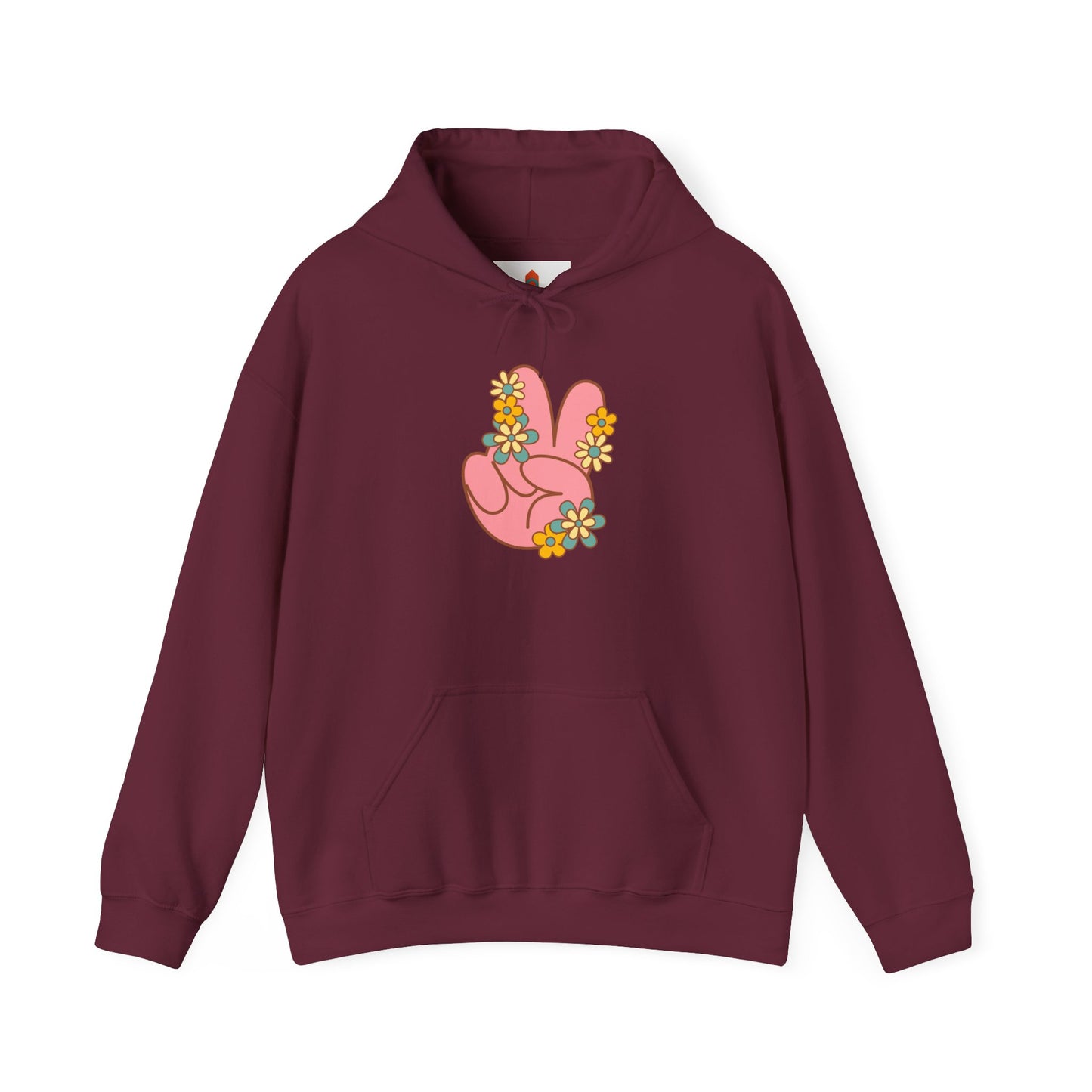 Peace Hand Sign with Flowers Hoodie