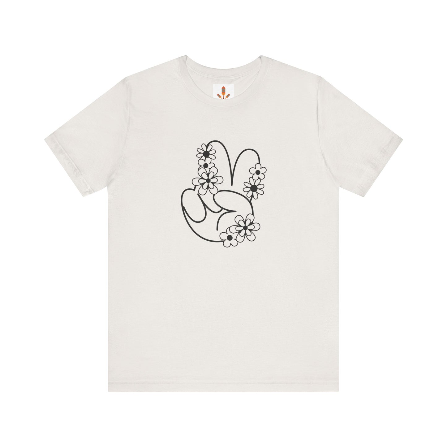 Black Peace Hand Sign with Flowers T-shirt