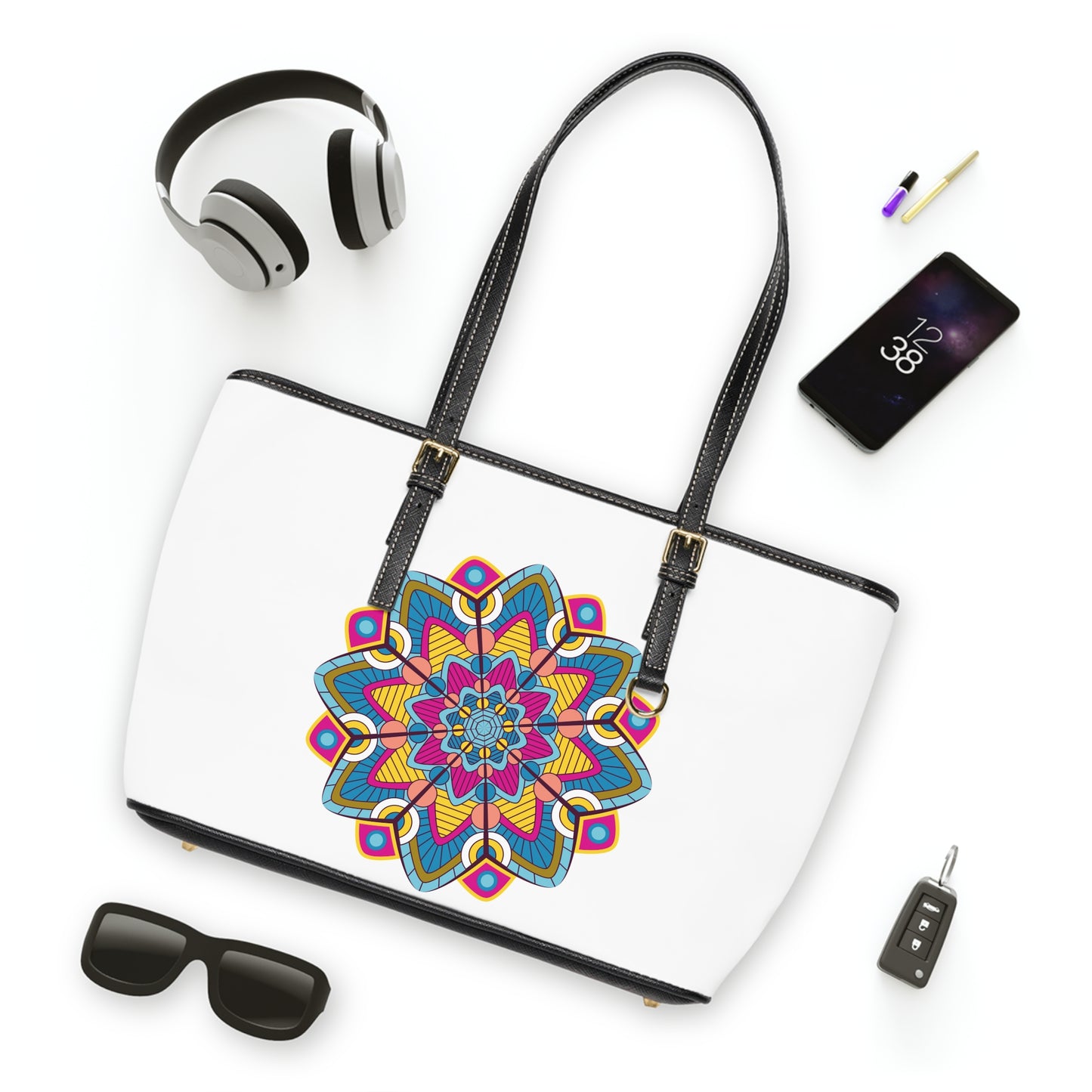 Colorful Mandala Leather Shoulder Bag